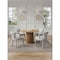 Manhattan Comfort 5-Piece Hathaway 47.24 Round Dining Set in Natural with 4 Palmer Dining Armchairs in Silver Lining 4-DT03DC088AR-NASL - alternate 1